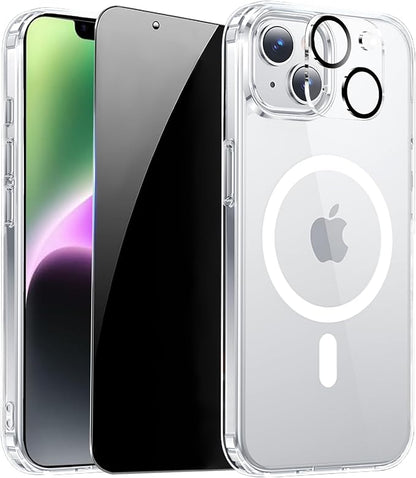 for iPhone 14 Case Clear with Privacy Screen Protector and Full Camera by ZOZDOKG