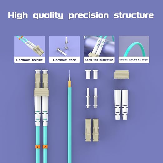 LC/UPC to ST/UPC Fiber Patch Cable OM3 10ft/3meters, 10Gb/Gigabit MultiMode - Image 4