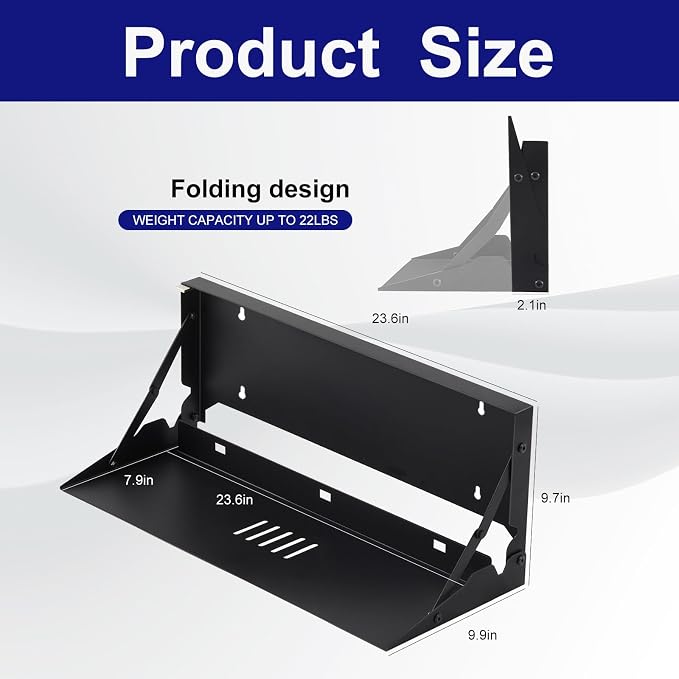 2 Pcs 24 Inch Keyboard Wall Mount Foldable Fits Standard Computer Keyboard - Image 2