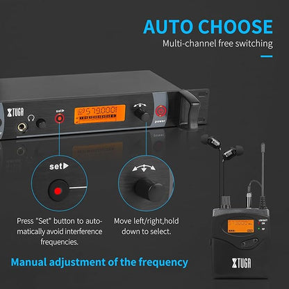XTUGA RW2080 Wireless in Ear Monitor System 4 Bodypacks UHF IEM System - Image 5