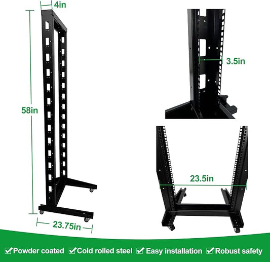 2 Post 29U Open Frame Server Rack 2-Post Server Rack Network Rack, - Image 2
