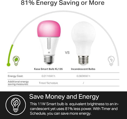Kasa Smart Light Bulbs, 1000 Lumens High Brightness, 16M Color Changing - Image 4