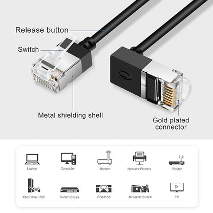 Flexible Cat 6 Ethernet Cable 270 °Upward Angle 10 Feet, Ultra Thin & Slim Rj45 - Image 7