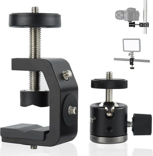 UTEBIT Super Clamp Mount with Mini Ball Head Mount, 1/4 Screw Hot Shoe Adapter by UTEBIT