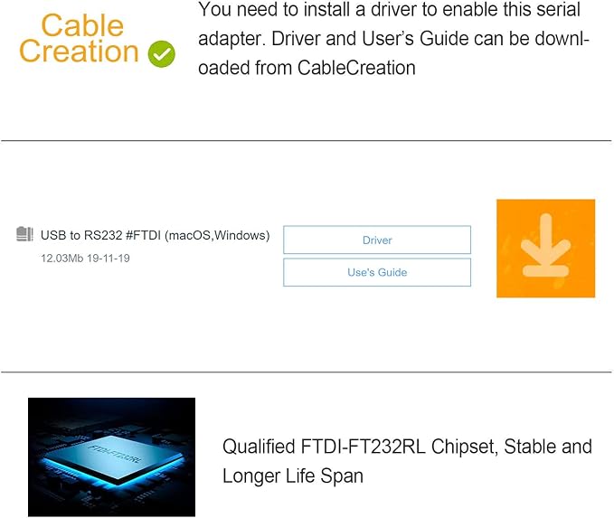 CableCreation USB to RS232 Serial Adapter, USB to RS232 Gold Plated DB9 Serial - Image 6