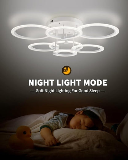 Smart LED Ceiling Light, 7-Ring Modern Flush Mount Fixture, 130W Dimmable - Image 7
