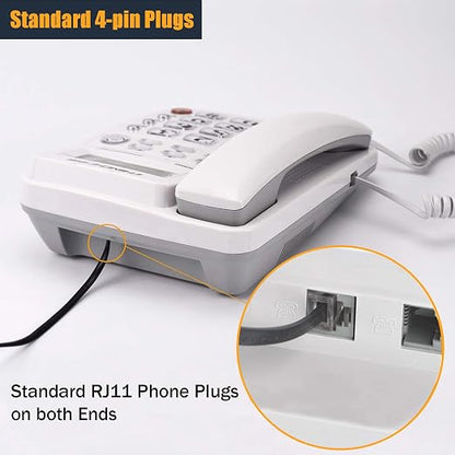 15FT Telephone Extension Cord Cable, Landline Phone Line Wire - Image 6
