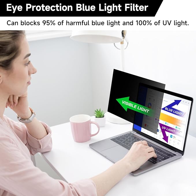 17.3 Inch 1920x1080 Laptop Privacy Screen Filter, Anti Blue Light Glare & Anti - Image 4