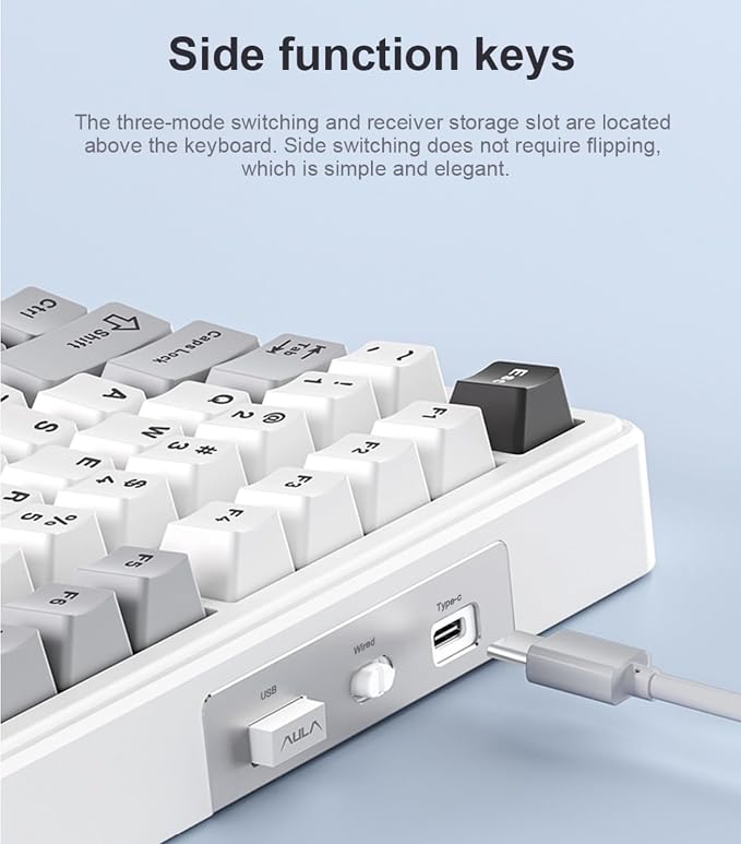 x Aula F99 Pro Wireless Mechanical Gaming Keyboard, Hot Swappable Custom Cream - Image 4