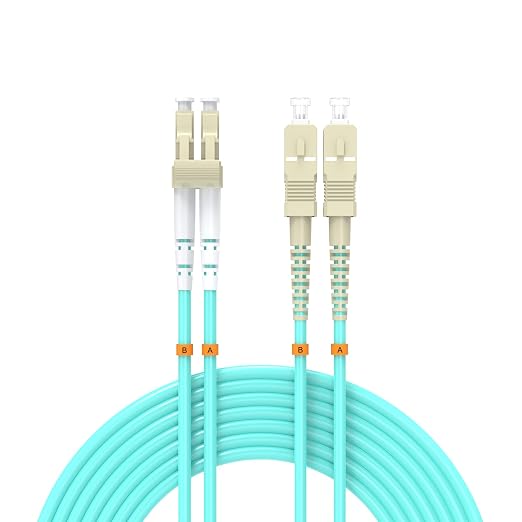 Fiber Patch Cable 4ft/1meters LC/UPC to SC/UPC OM3 10Gb/Gigabit MultiMode by Buacoz