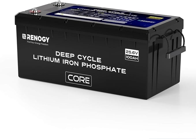 Renogy 24V 100Ah BMS LiFePO4 Self-Heating Deep Cycle Lithium Battery, Over 5000 by RenogySolar