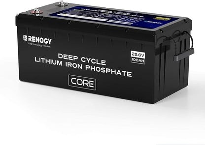 Renogy 24V 100Ah BMS LiFePO4 Self-Heating Deep Cycle Lithium Battery, Over 5000 by RenogySolar