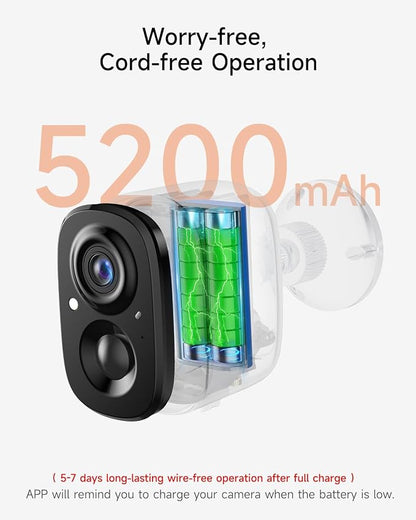 2 Pack 2.5K Security Camera Wireless Outdoor, 2.4G WiFi Battery Powered Outdoor - Image 2