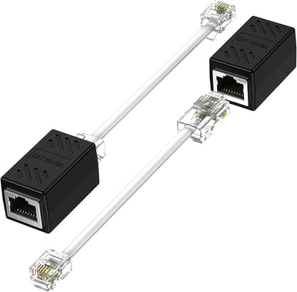 Phone Jack to Ethernet Cable Adapter, RJ45 8P8C Female to RJ11 6P4C Male by XCZZYB