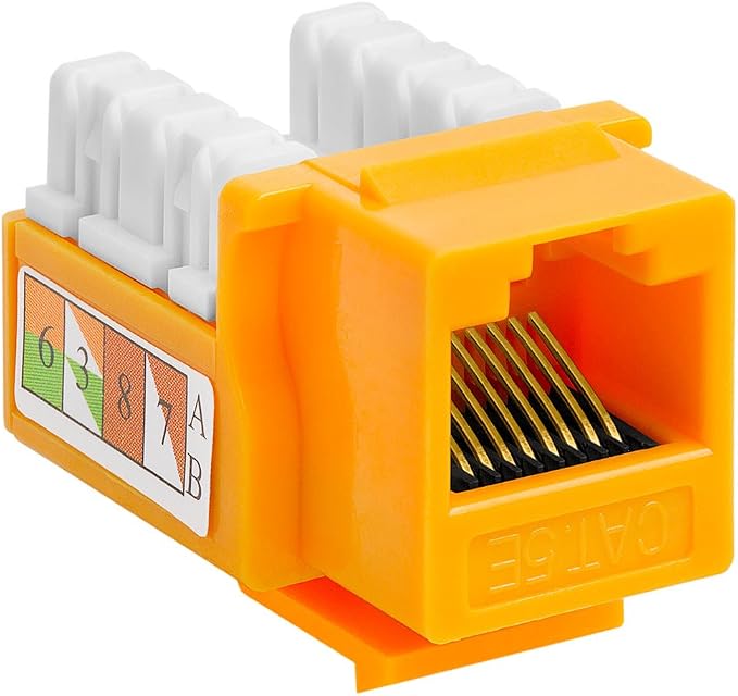 Cmple - 10 Pack Cat5e Keystone Jack Insert Punch Down RJ45 Connectors RJ45 - Image 2