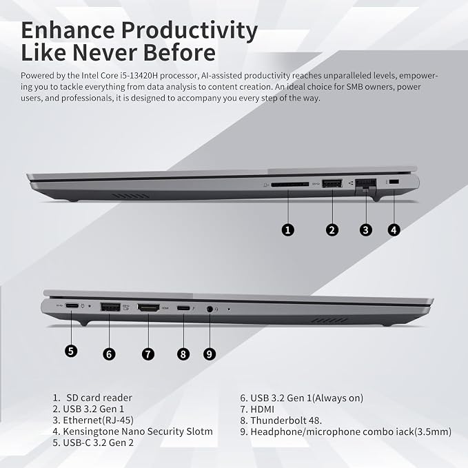 Lenovo ThinkBook 16 Business Laptop, 8-Core Intel i5-13420H, 32GB DDR5 RAM - Image 5