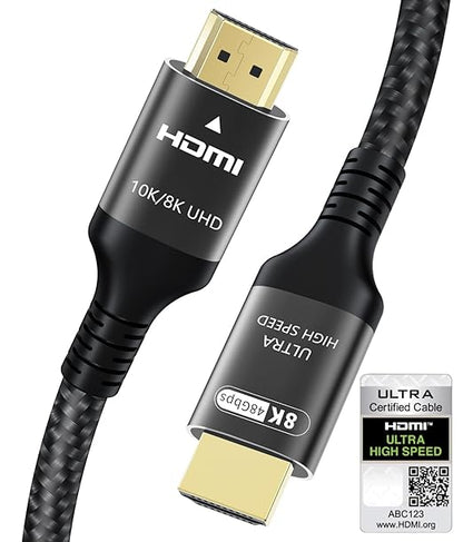 Certified 10K 8K HDMI 2.1 Cable 20 FT, 48Gbps Ultra High Speed HDMI Cable by Adauxter