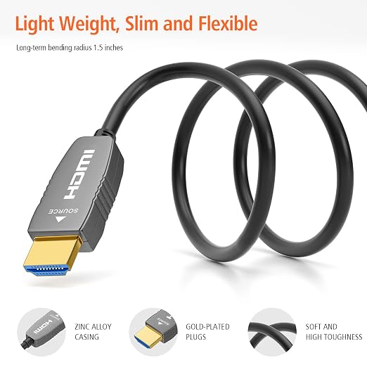 RUIPRO 8K HDMI Fiber Optic Cable CL2 Rated 165 Feet 48Gbps 8K60Hz 4K120Hz - Image 5