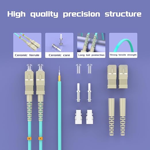 Fiber Patch Cable OM3 SC/UPC to ST/UPC 5ft/1.5meters, 10Gb/Gigabit MultiMode - Image 4