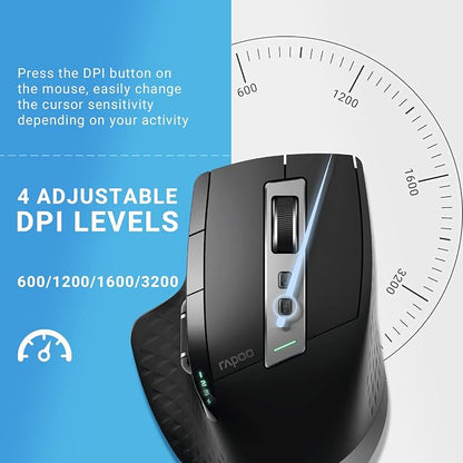 Rapoo Bluetooth Wireless Mouse, 4 Adjustable DPI Rechargeable, Laser Mouse - Image 3