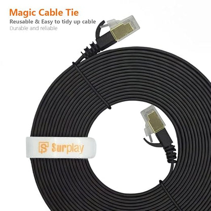 Cat7 6FT Ethernet Cable Flat-Black-10Gbps-600Mhz Ultra Slim High Speed Double - Image 7
