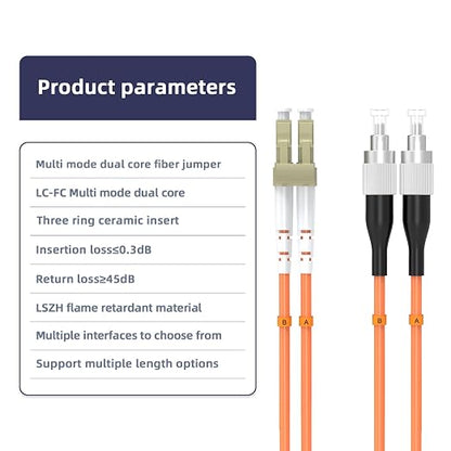 OM1 LC to FC Fiber Patch Cable, 0.6M/1.96FT Fiber Optic Jumper, 10GB Multimode - Image 3
