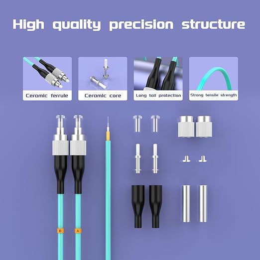 FC/UPC-FC/UPC Fiber Patch Cable OM3 75Meter/246ft 10GB Multimode Jumper Duplex - Image 4