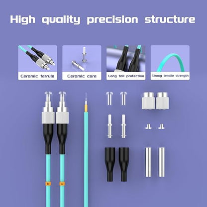 FC/UPC-FC/UPC Fiber Patch Cable OM3 75Meter/246ft 10GB Multimode Jumper Duplex - Image 4