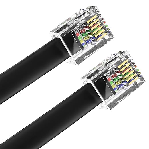 AmzPRO AmzDeals 2-Pack 5 Feet Black RJ12 6P6C Straight Wired Cable, Pro Grade by AMZDEALS