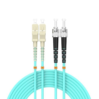 Fiber Patch Cable OM3 SC/UPC to ST/UPC 5ft/1.5meters, 10Gb/Gigabit MultiMode by Buacoz