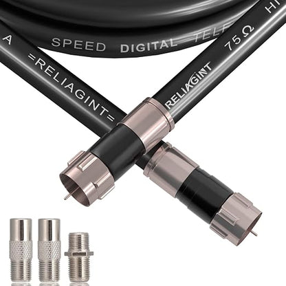 125ft RG6 Coaxial Cable Black, 75 Ohm Coax Cable by RELIAGINT