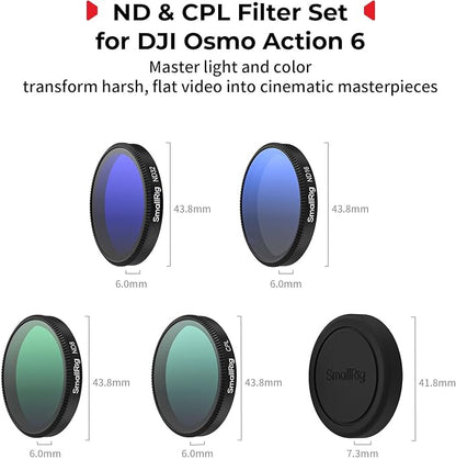 SmallRig ND Filter Kit for DJI Osmo Action 6, 5 Pack CPL ND8 ND16 ND32 Snap-On - Image 2