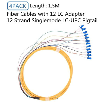 4Pcs 1.5 Meter 12 Strand SingleMode 9/125 LC-UPC Fiber Pigtail, 12 Color-Coded - Image 2