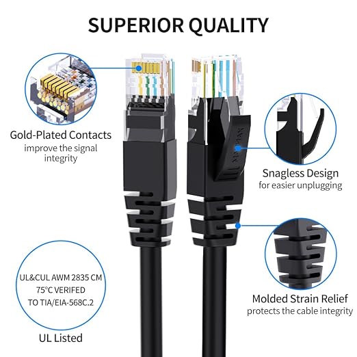 Cat6 Ethernet Cable 3 Feet 10 Pack Network RJ45 Cat6 Internet Patch Cable - Image 3