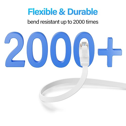 Cat 6 Flat Ethernet Cable 10 FT, UTP 10Gbps High-Speed Cat6 Ethernet Cable - Image 4