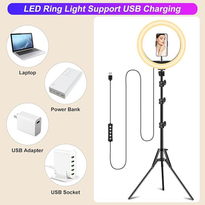 STALLY 10.2" Ring Light with Stand, 12 Dimming Levels, 32 Color Modes Selfie - Image 7