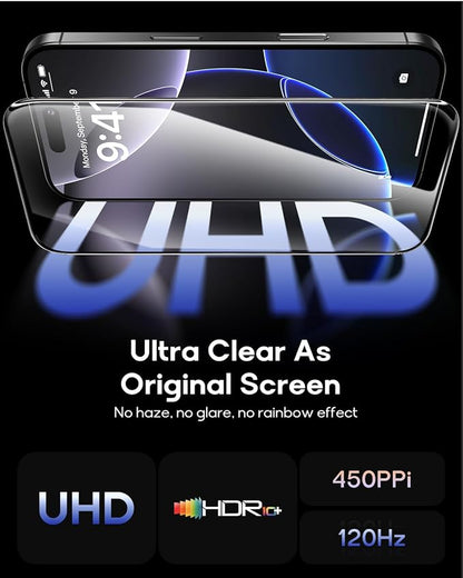 3 Pack for iPhone 16 Pro Max Tempered Glass Screen Protector:9H+ Durable - Image 4