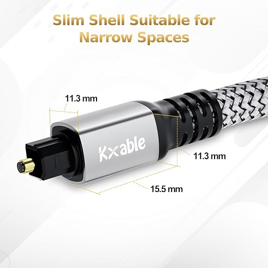 Kxable Optical Audio Cable 6.6FT /2M, Digital Audio Cable, Toslink Fiber Optic - Image 6