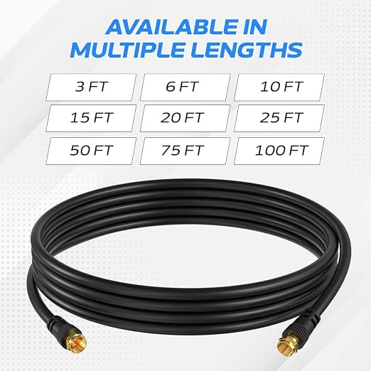 Cables Direct Online Pack of 5 x Coaxial Cables 100FT Black Coax RG6 Male F - Image 4