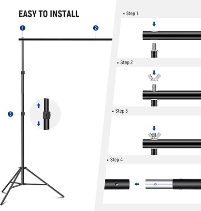 Neewer Photo Studio Backdrop Support System, 10ft/3m Wide 6.6ft/2m High - Image 4