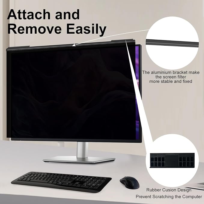 Magnetic Computer Privacy Screen Filter 21.5 Inch, Removable Hanging Aluminum - Image 4