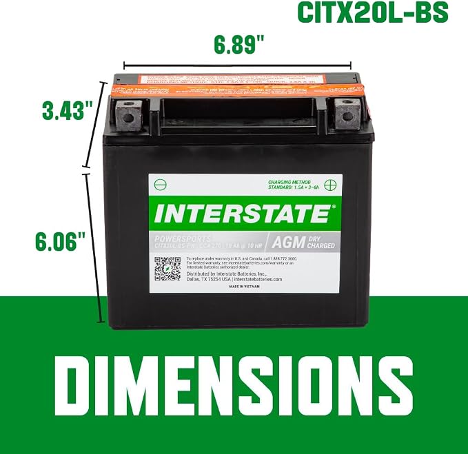 Interstate Batteries YTX20HL-BS 12V 18Ah Powersports Battery 270CCA - Image 4