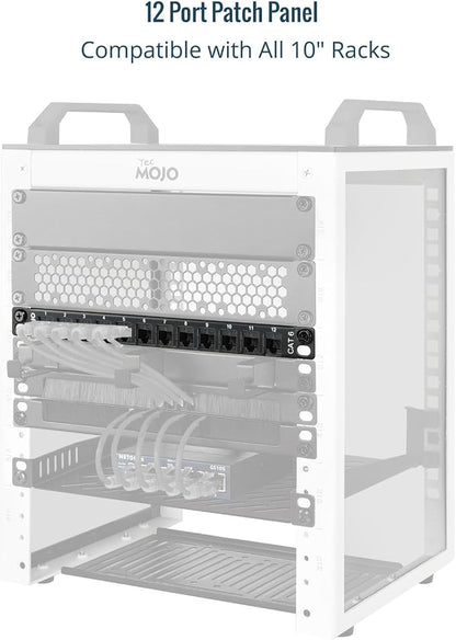 Tecmojo 12-Port Cat6 Patch Panel, 0.5U Rack Mount Modular Panel - Image 4