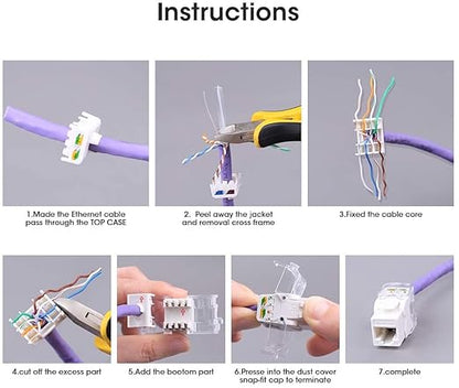 AMPCOM CAT6 Keystone Jack Tool-Less RJ45 UTP, No Punch-Down Tool Required - Image 5