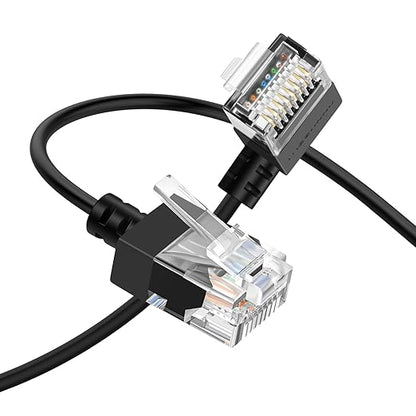 Cat6A Ethernet Cable 90 Degree Right Angled 10FT, Flexible Slim & Ultra Thin by Thzzhnno