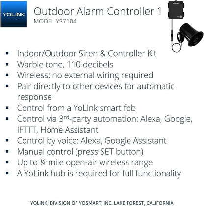YoLink Hub, Outdoor Security Siren & Smart Alarm Controller and SirenFob Kit - Image 2