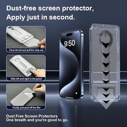 OneFish Screen Protector for Iphone 14 Pro Max, HD Clarity Tempered Glass Film - Image 2
