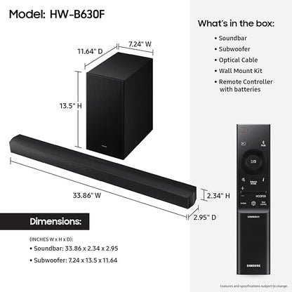 Samsung B-Series Soundbar HW-B630F 3.1 ch DTS Virtual:X Soundbar - Image 2