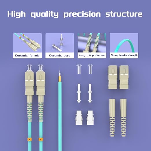 SC/UPC to FC/UPC Fiber Patch Cable OM3 10Meter/32ft 10GB/Gigabit Multimode - Image 4