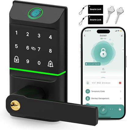 Smart Door Lock Keyless Entry, 6-in-1 Biometric Deadbolt w/Fingerprint by Mutak